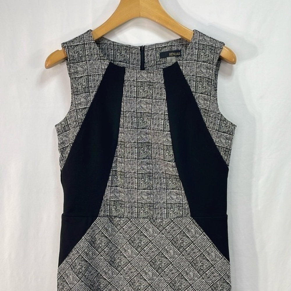 Renuar black and white glenn plaid knit sleeveless dress